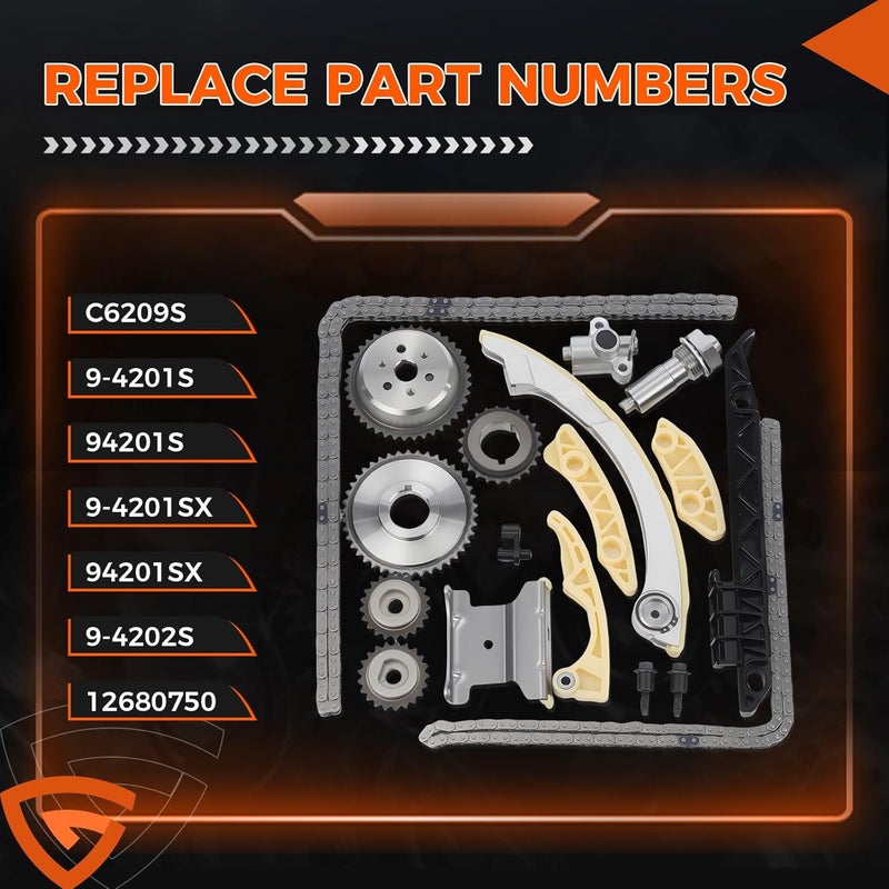GEARCESS 94201S Timing Chain Kit 12680750 Fit For 2010-2015 Chevy Equinox | Fit For GMC Terrain | Fit For Buick Verano | Fit For Pontiac | Fit For Saab | Fit For Saturn, 2.0 2.2 2.4L, Replaces # 9-4201SX - Image 4